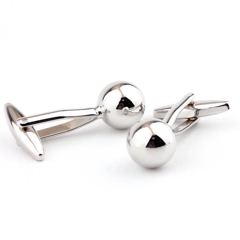 Silver Steel Ball Shape Metal Cufflinks For Men by GJG Denim