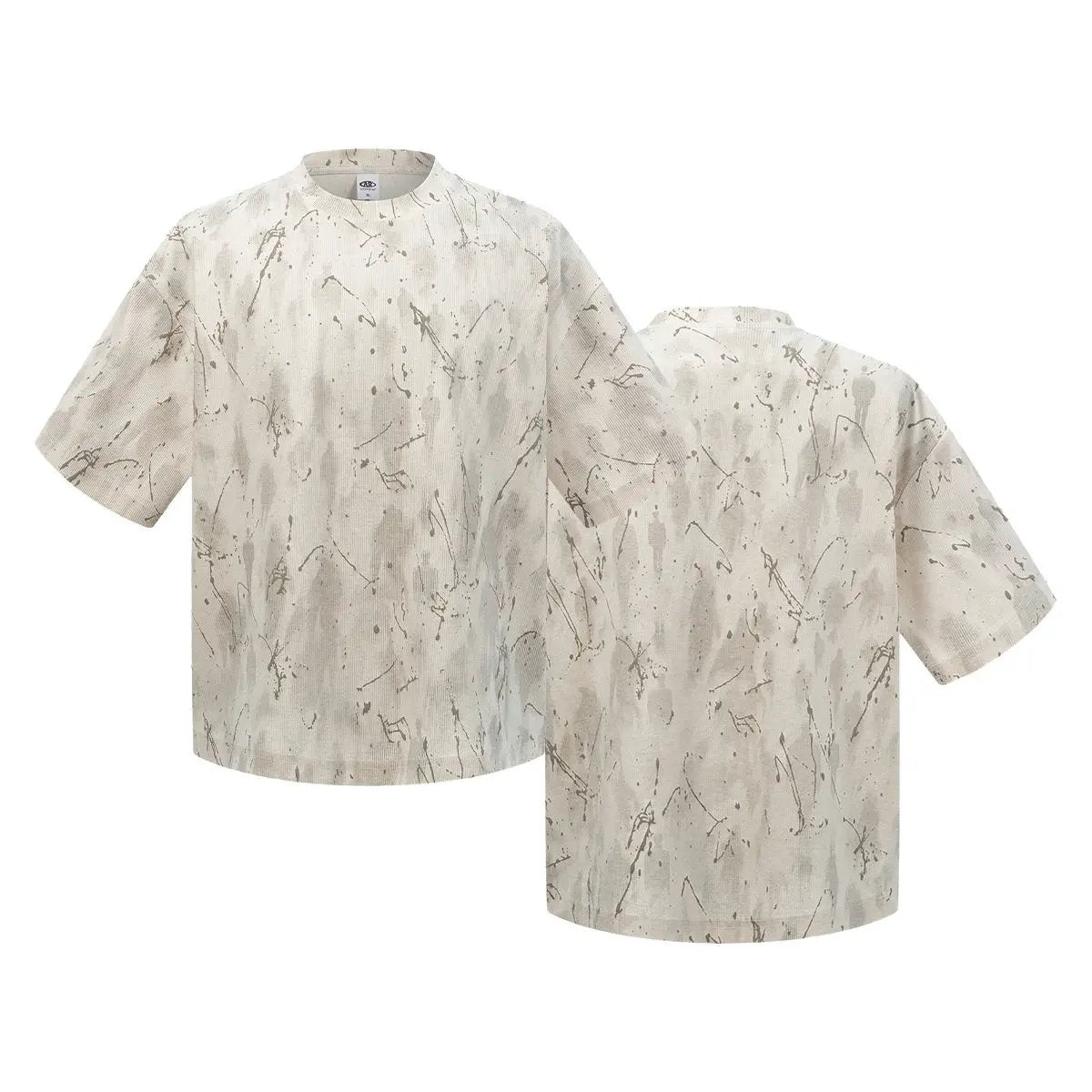 Ombre 3D Jacquard Crackle Distressed Trendy Brand All-Match T-Shirt by GJG Denim
