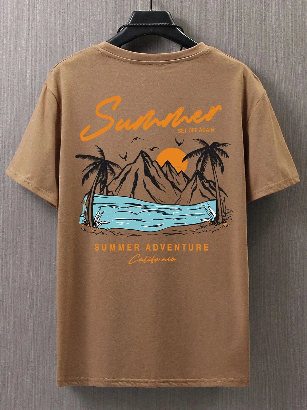 Summer Departure Adventure California Men's T-shirt Cotton Loose by GJG Denim