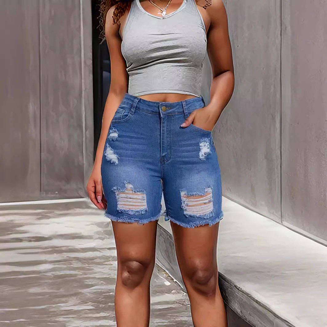 Ripped Denim Shorts by GJG Denim