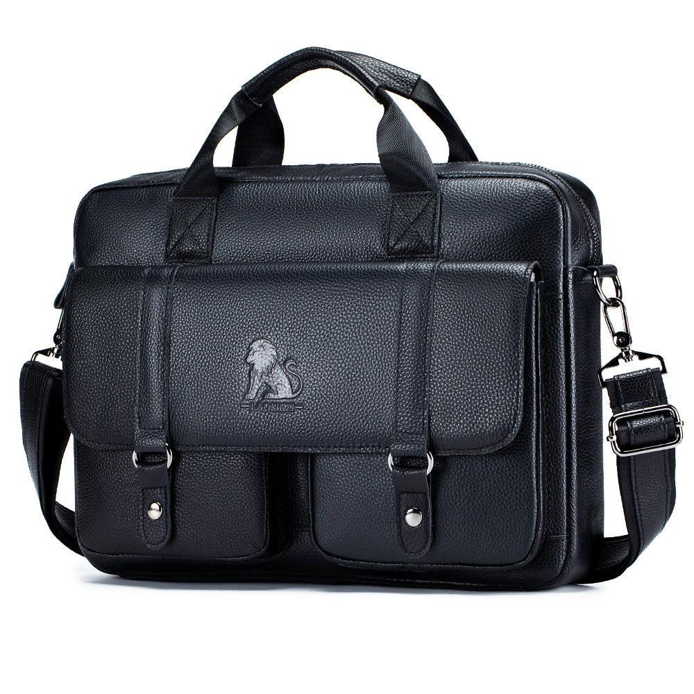 Cowhide Men's Briefcase Large Capacity by GJG Denim