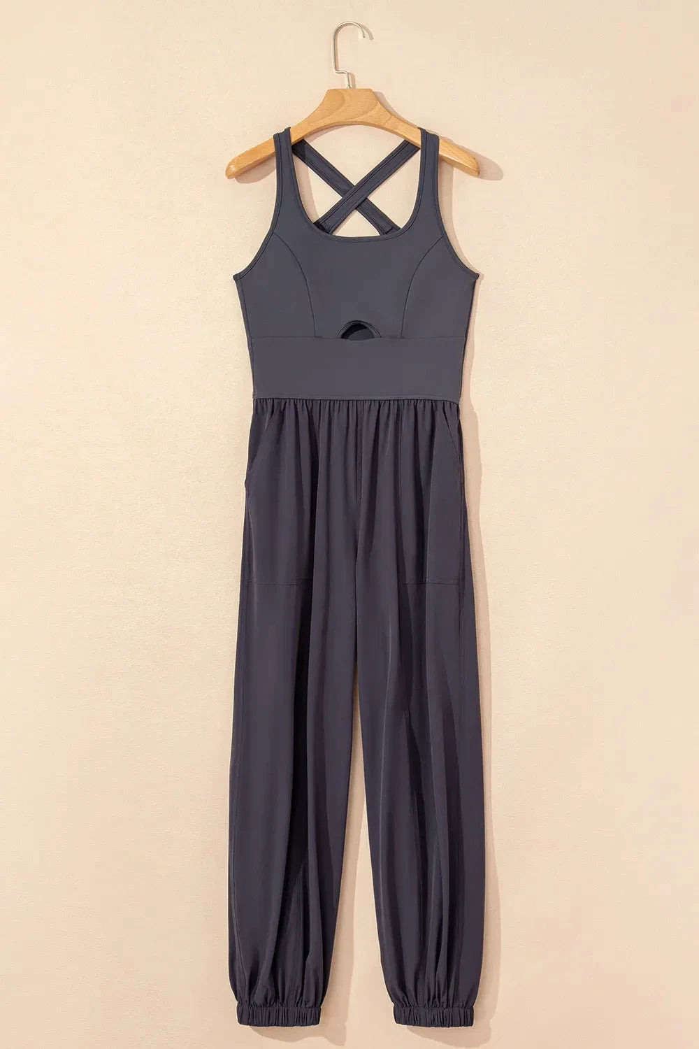 Cutout Square Neck Wide Strap Active Jumpsuit by Lady Ros
