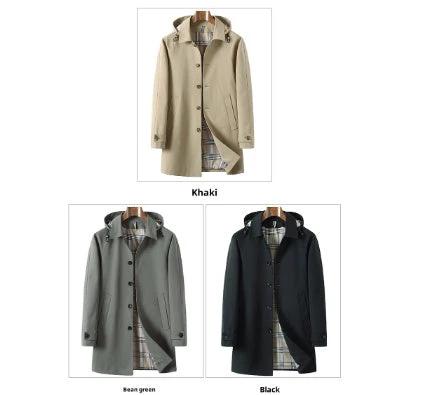 Men's Trench Coat w/ Detachable Hood by GJG Denim