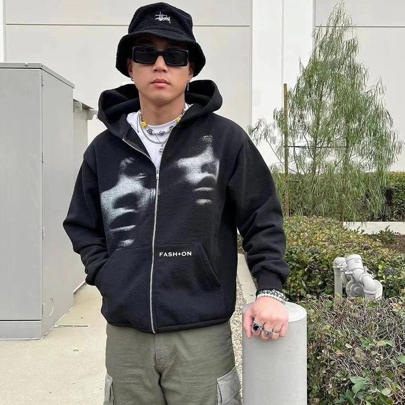 Men Women Y2K Clothing Zip Hoodie Fashion by GJG Denim