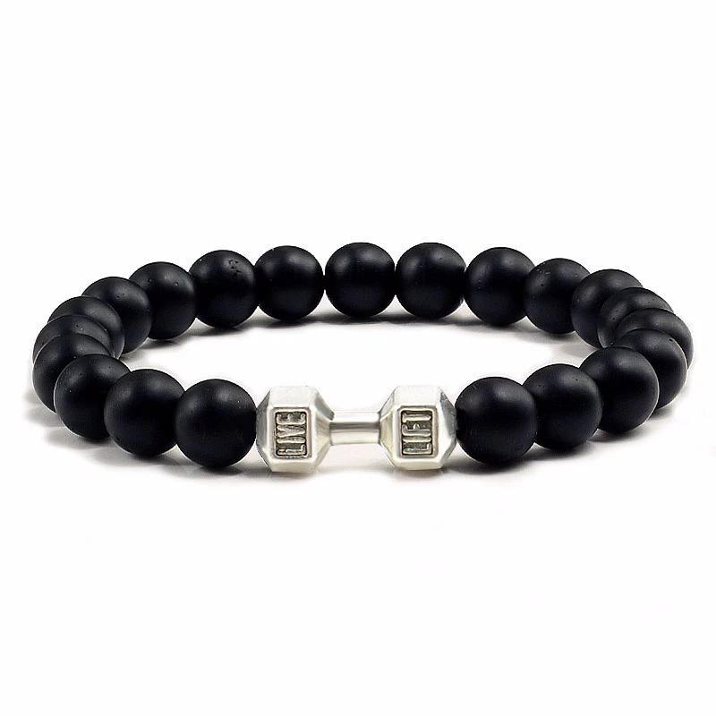 Natural Volcanic Stone Beads Bracelets Black Lava For Men by GJG Denim