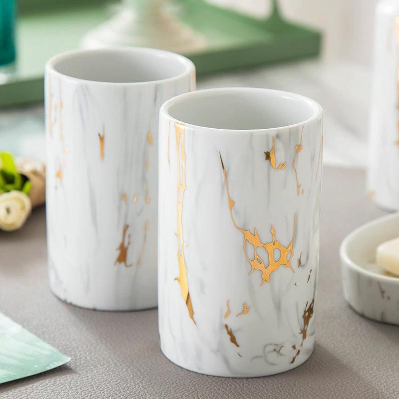Marble Bathroom Ceramic Set 4 pieces by GJG Denim