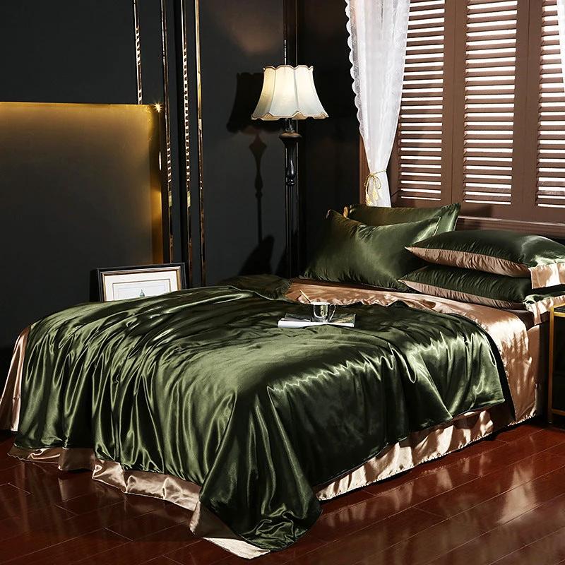 Pure-color Double-sided Silk Quilt Cover Four-piece Set by GJG Denim