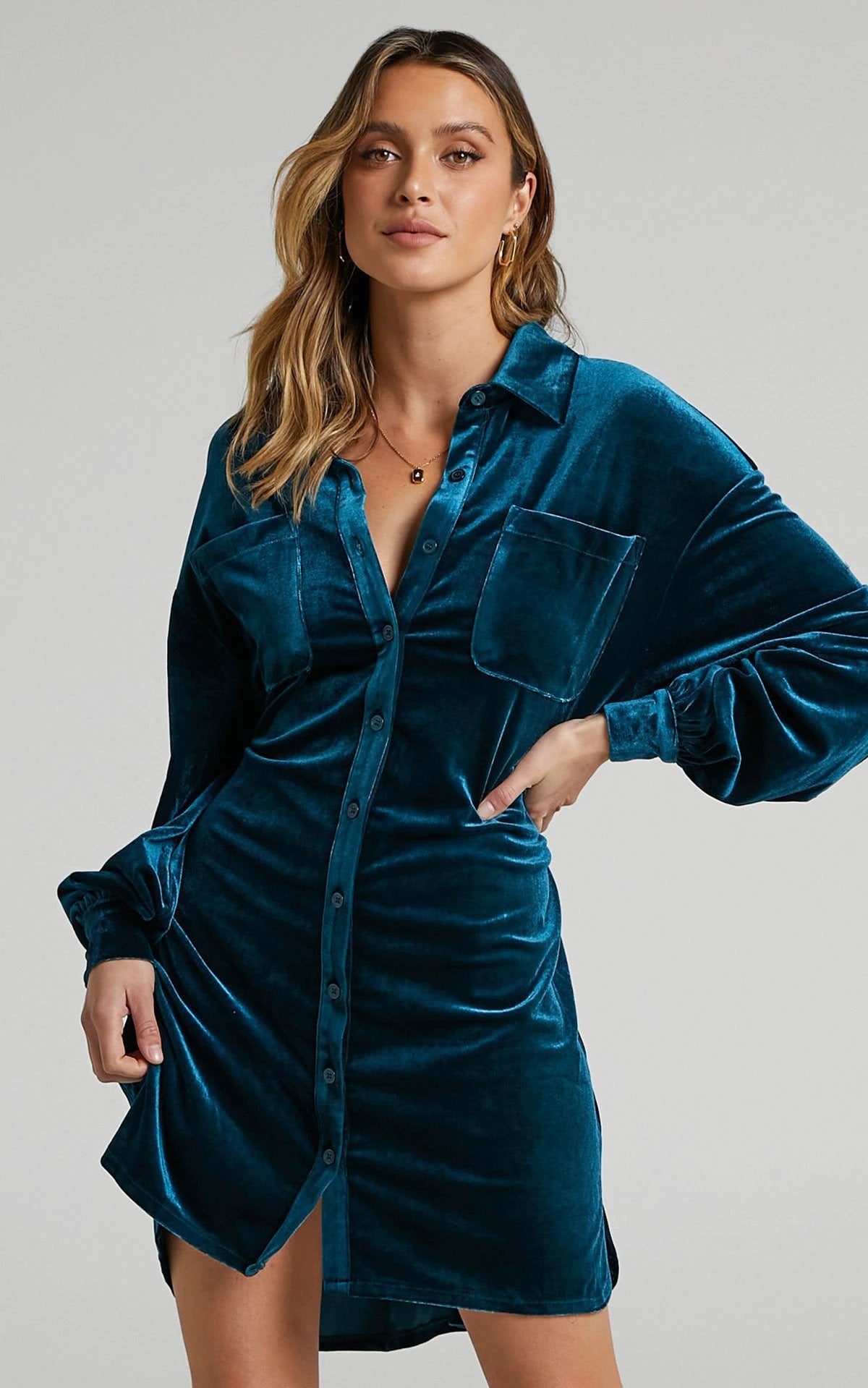 New Long Shirt Hot Sale Women's Velvet Dress by GJG Denim