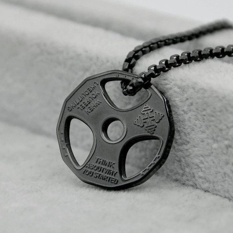Fitness Dumbbell Plate Necklace For Men by GJG Denim