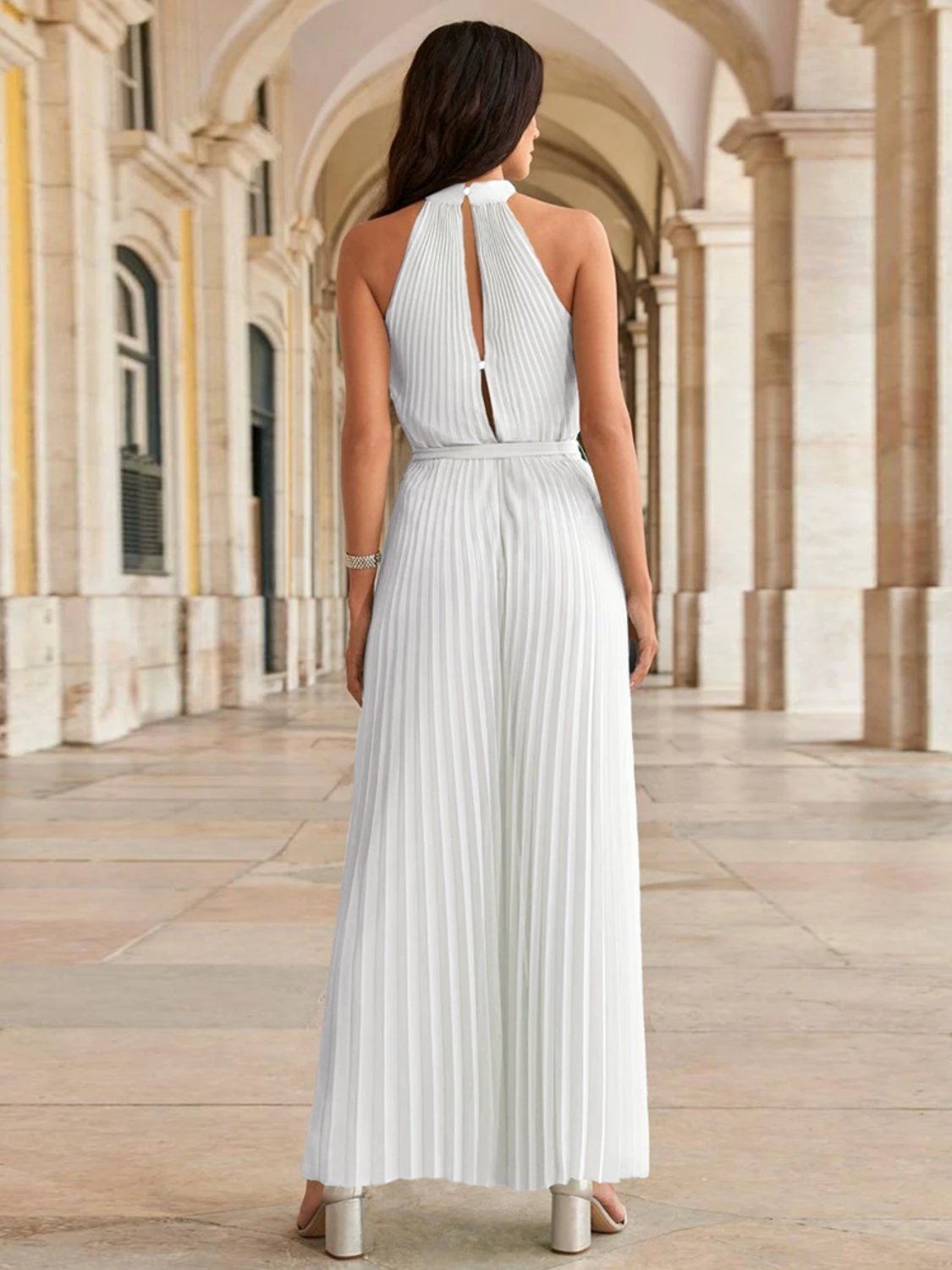 Cutout Tied Pleated Sleeveless Jumpsuit by Lady Ros
