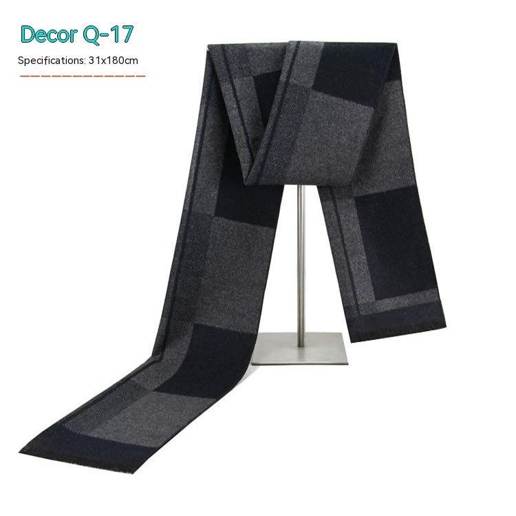 Men's Striped Winter Warm Artificial Cashmere Scarf For Men by GJG Denim