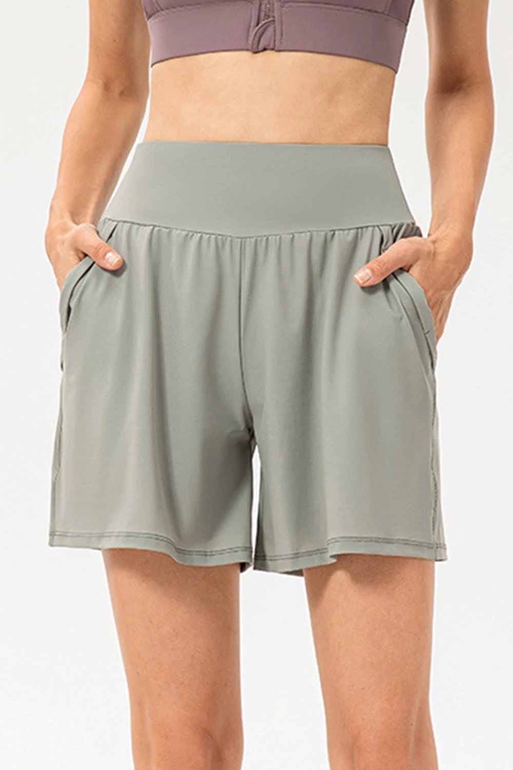 Pocketed Elastic Waist Active Shorts by Lady Ros
