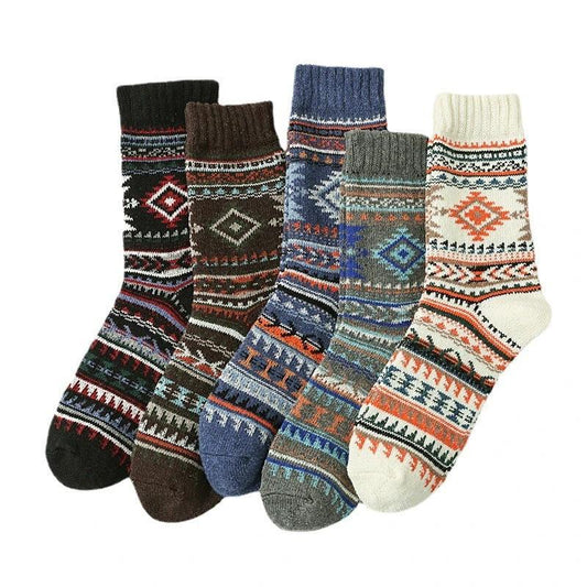 Retro Large Square Wool Socks For Men by GJG Denim