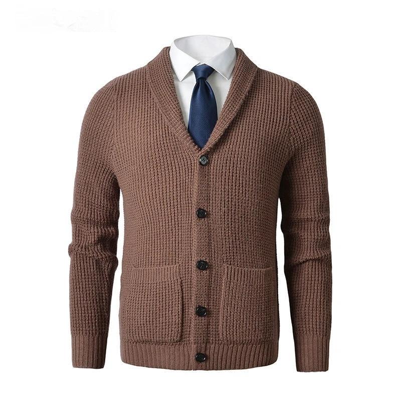 Men's Business Casual Knitted Wool Cardigan by GJG Denim