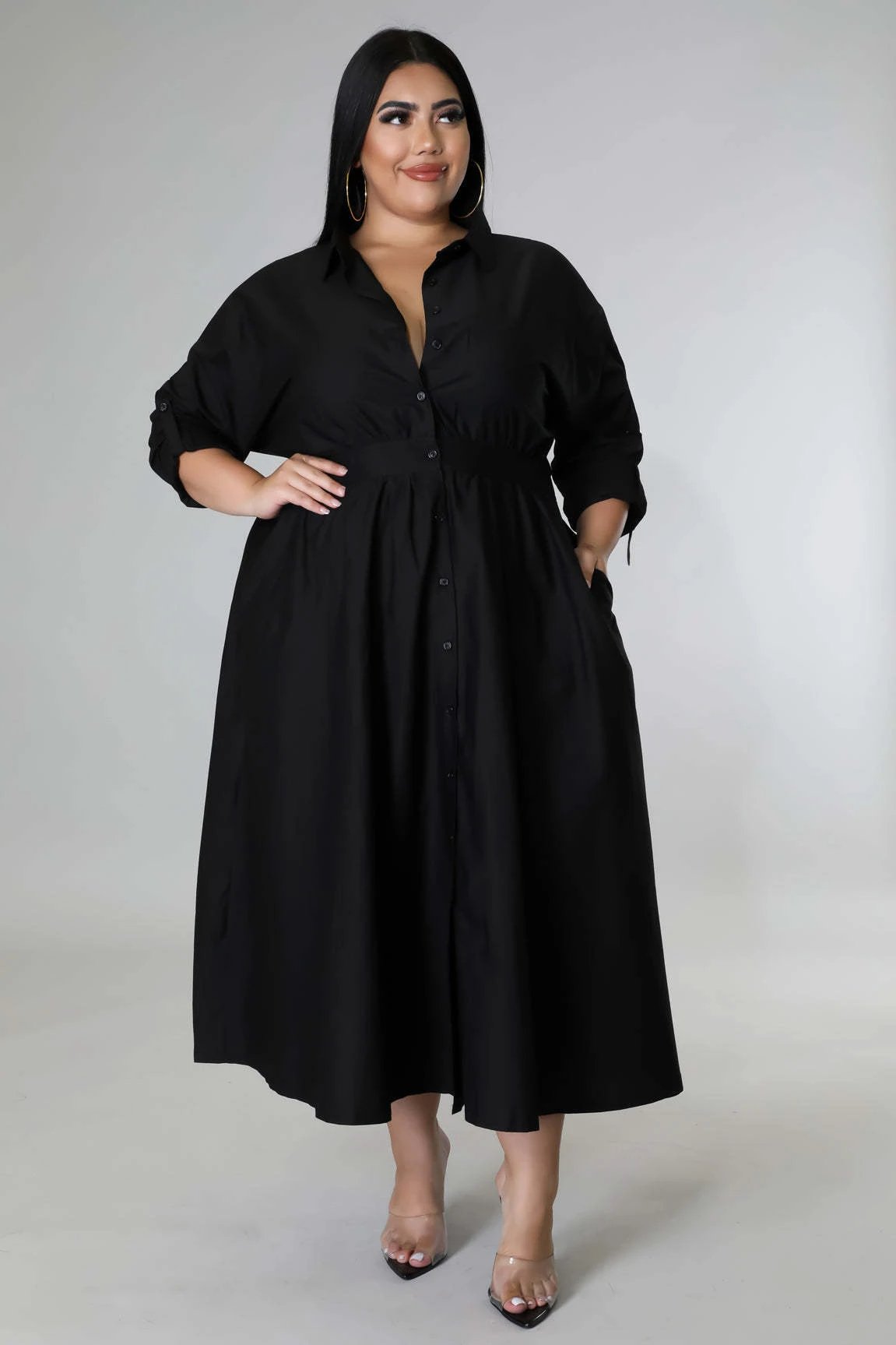 Fashion Plus Size Women's dress long V-neck by GJG Denim