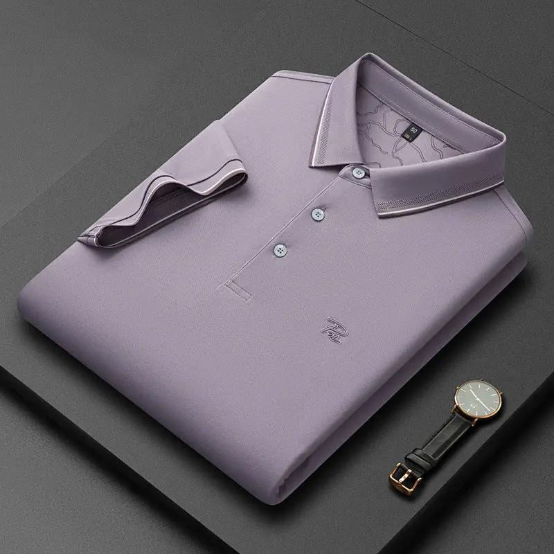 Men's Short-sleeve Lapel Solid-color Shirt by GJG Denim