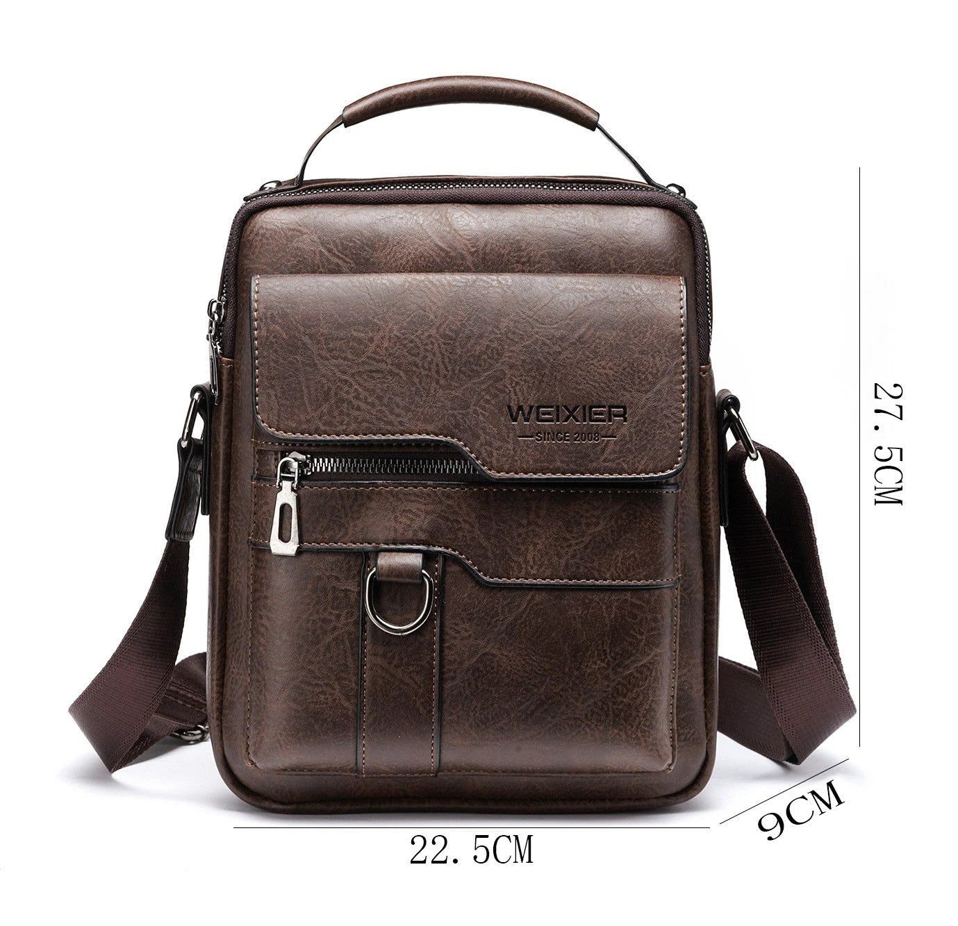 Men's Messenger Bag One Shoulder Retro Business Backpack PU Leather Flaps Crossbody by GJG Denim