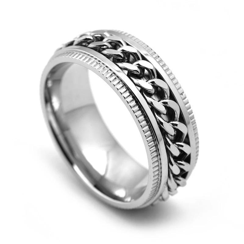 Mens Stainless Steel Spinner Ring by GJG Denim