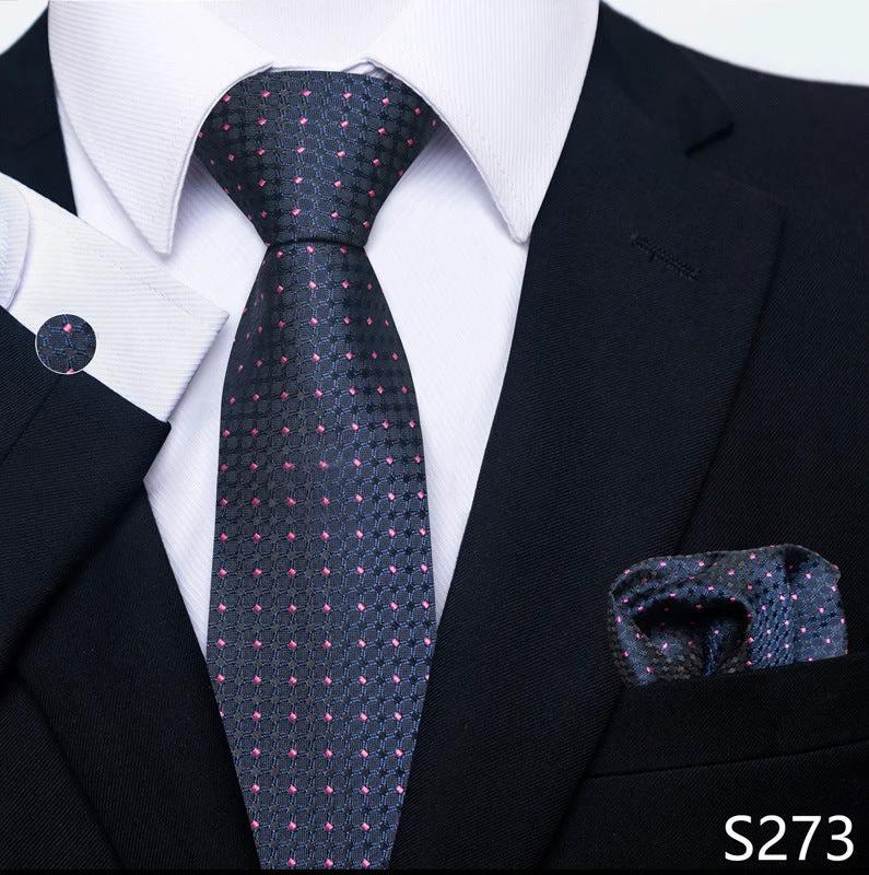 Men's Creative All-match Business Formal Wear Tie Scarf Cufflink Set by GJG Denim