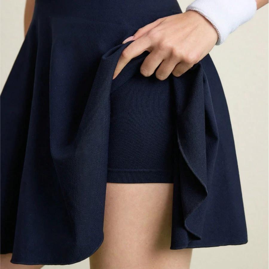 Seamless Tennis Skirt Sports Dress Anti-exposure Badminton Skirt by GJG Denim