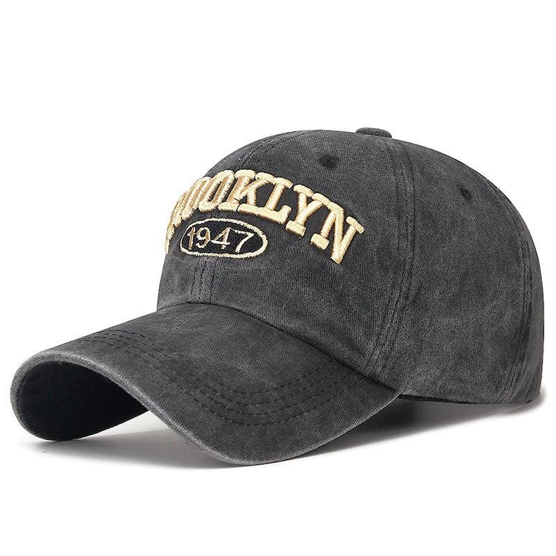 Men's Retro Washed Letters Embroidered Baseball Cap by GJG Denim