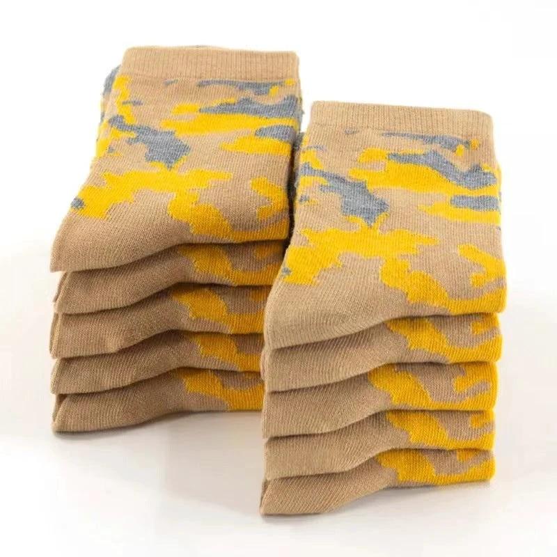 Men's Camoflauge Polyester Cotton Tube Socks by GJG Denim