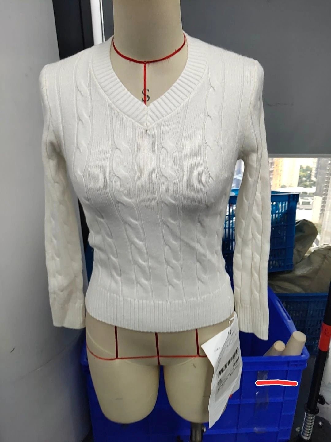 V-neck Cable-knit Sweater Versatile Long-sleeve Knit Top by GJG Denim