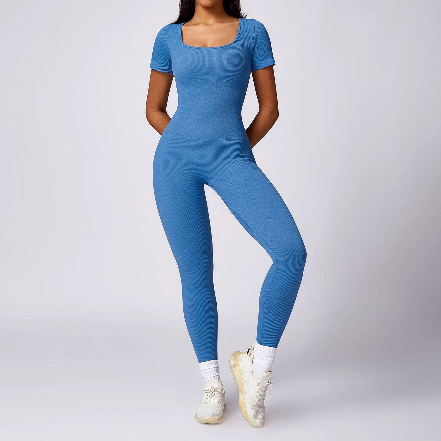 Seamless One-piece Short-sleeved Jumpsuit by GJG Denim