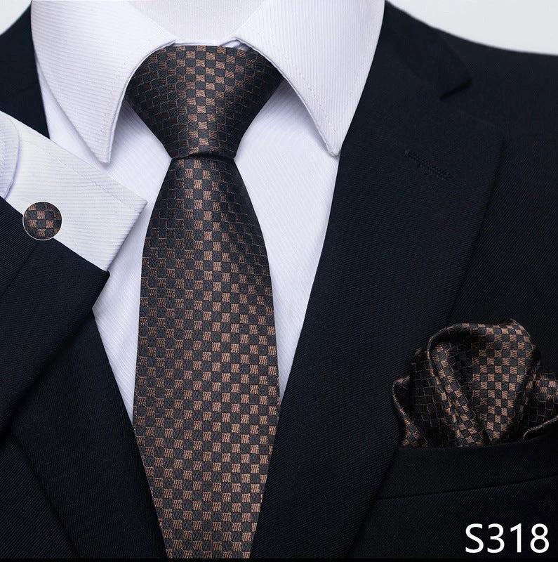 Men's Creative All-match Business Formal Wear Tie Scarf Cufflink Set by GJG Denim