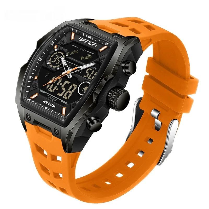 Multifunctional Cask-Shaped Luminous Sports Electronic Watch For Men by GJG Denim