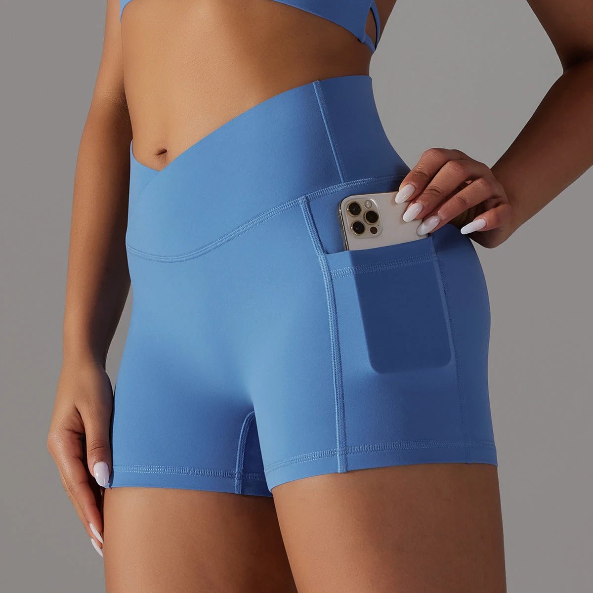 Yoga Shorts With Phone Pocket Design Fitness Sports Pants For Women Clothing by GJG Denim