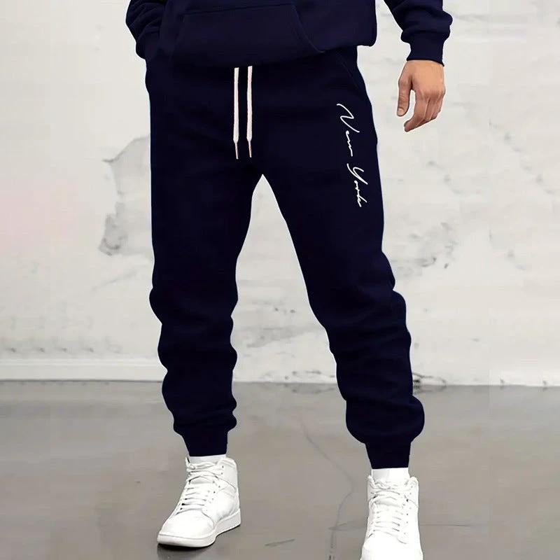 Men's Casual Sports Letter Printed Tapered Sweatpants by GJG Denim