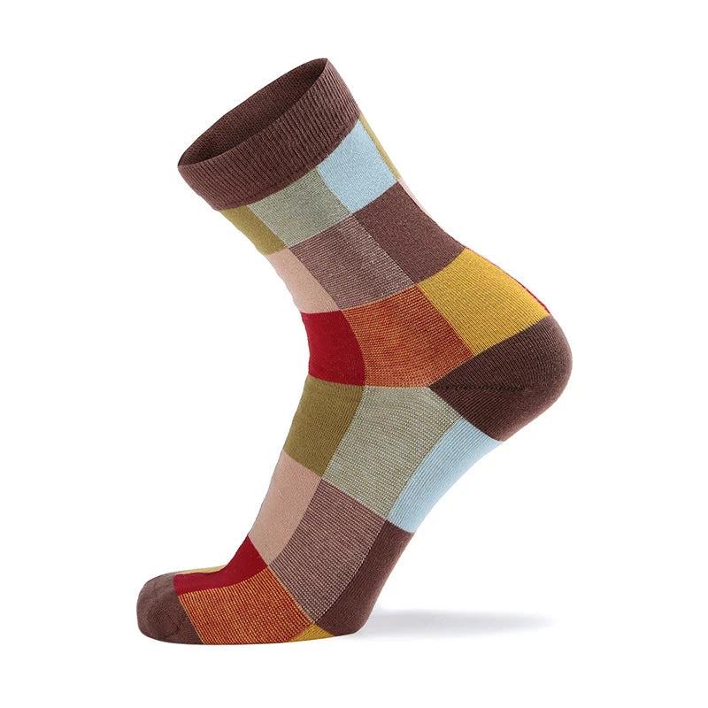 Men's Medium Tube Classic Plaid Cotton Socks by GJG Denim
