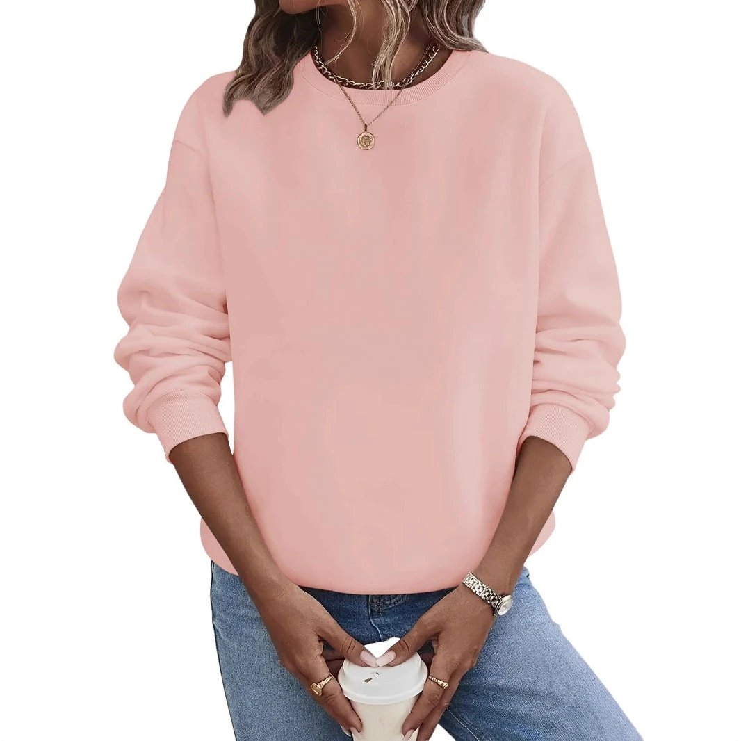Solid Color Blank Round Neck Plus Size Fashion Sweater by GJG Denim