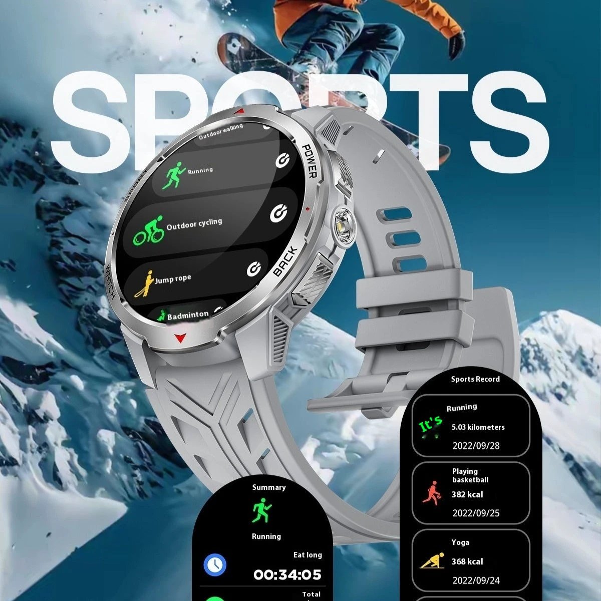 Men's Smart Watch Bluetooth Calling Flashlight Heart Rate Blood Oxygen Pedometer by GJG Denim