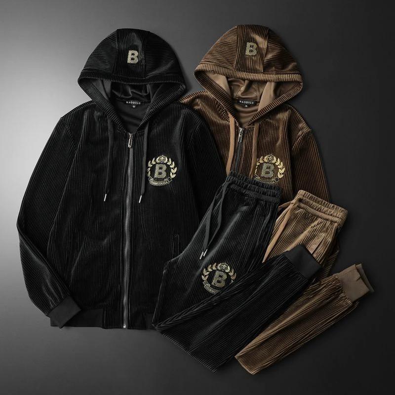 Men's Trendy Hooded Casual Sweatshirt And Jogger Set by GJG Denim