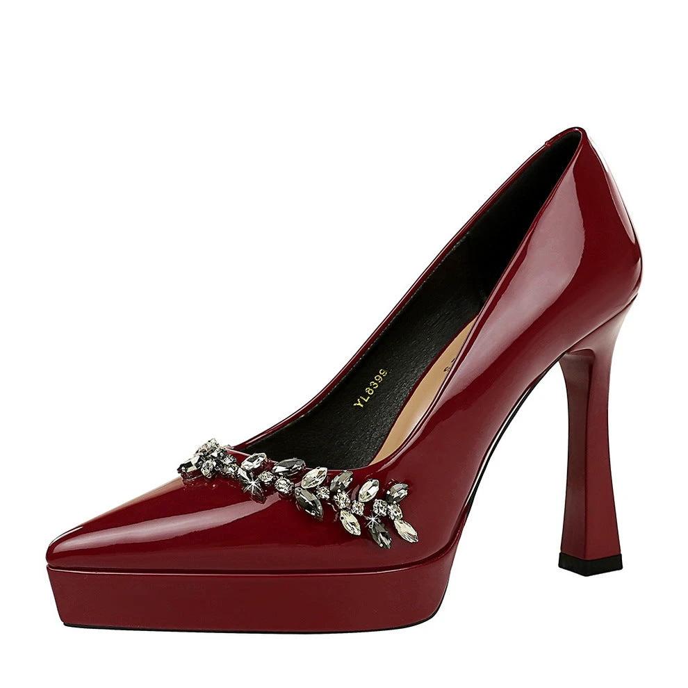 Patent Leather Platform Stiletto Pumps For Women by GJG Denim