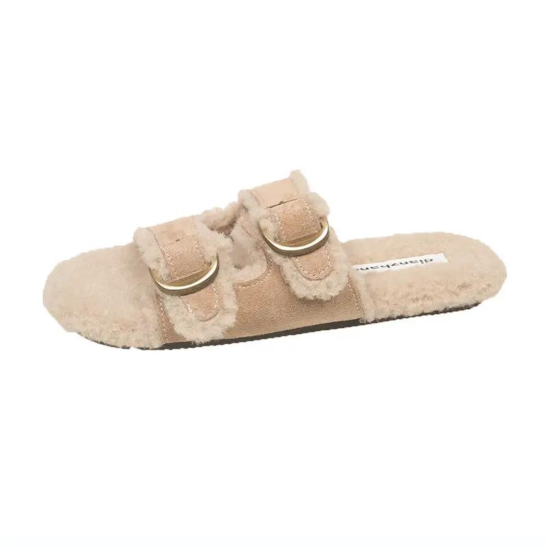 Flat Soled Lambswool Birkie Slippers For Women by GJG Denim