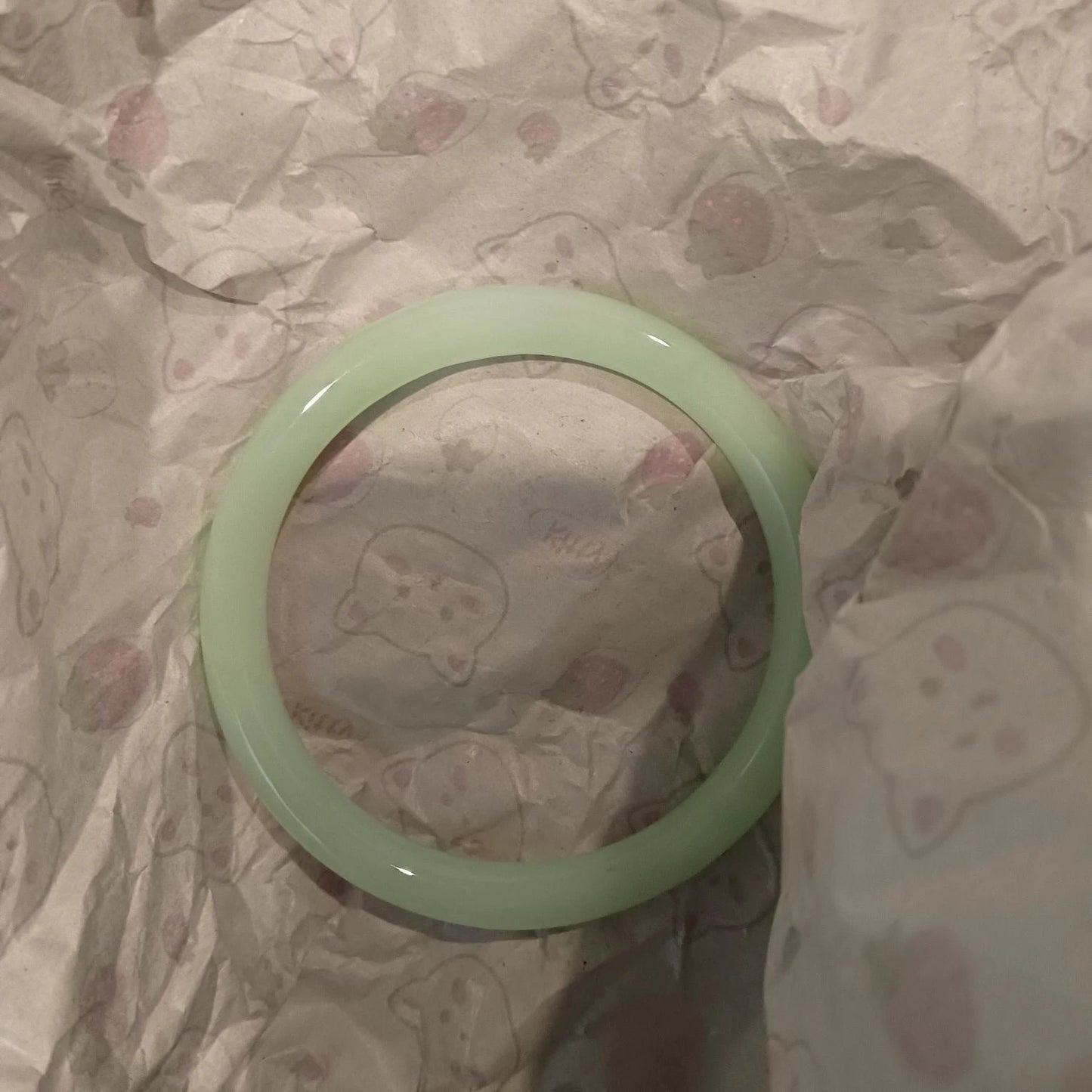 Ice-Translucent Lotus-Pink Quartzite Jade Round-Bar Noble Consort Jade Bracelet by GJG Denim