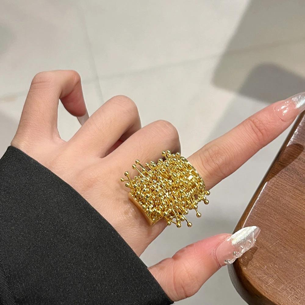Heavy Industry Niche Design Firework Tassel Ring For Women, Light Luxury High-End Fashion Finger Ring, Personalized Index Finger Ring by GJG Denim