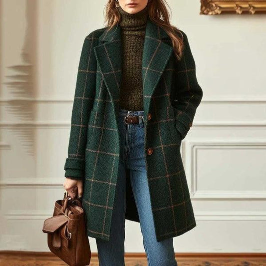 Plaid Mid-length Lapel Large Size Jacket by GJG Denim