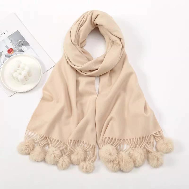 Solid Color Cashmere Like Scarf With Fleece Lining For Extra Warmth by GJG Denim