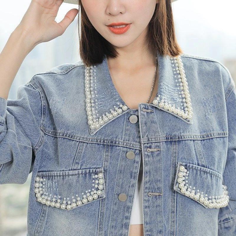 Women's Trendy Loose Petite Short Denim Jacket by GJG Denim