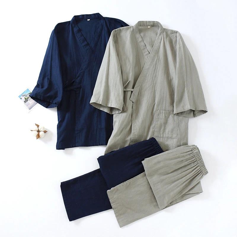 Men's Pure Cotton Gauze Pajamas by GJG Denim
