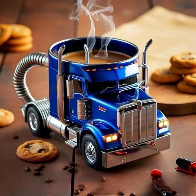 Durable Semi Truck Handcrafted Coffee Cup by GJG Denim