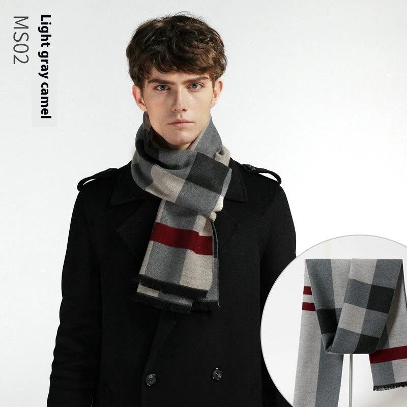 Simple Plaid Warm Keeping Artificial Cashmere Scarf by GJG Denim