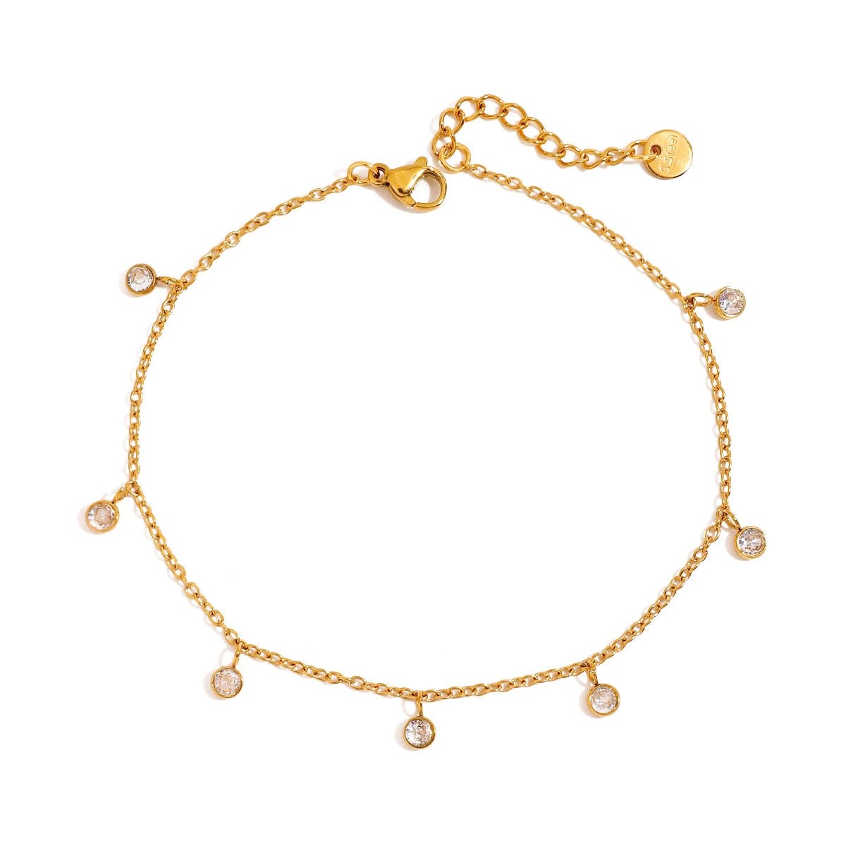 Stainless Steel All-match Zircon Anklet by GJG Denim