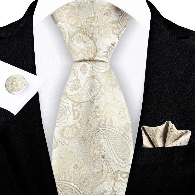 Jacquard-embroidered Cashew Flower Tie For Men by GJG Denim