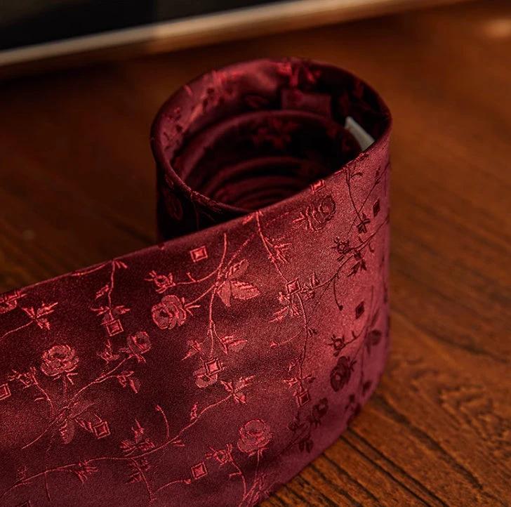 Three-fold Roll Wool Lining Handmade Tie Silk Jacquard Businese Suit Accessories by GJG Denim