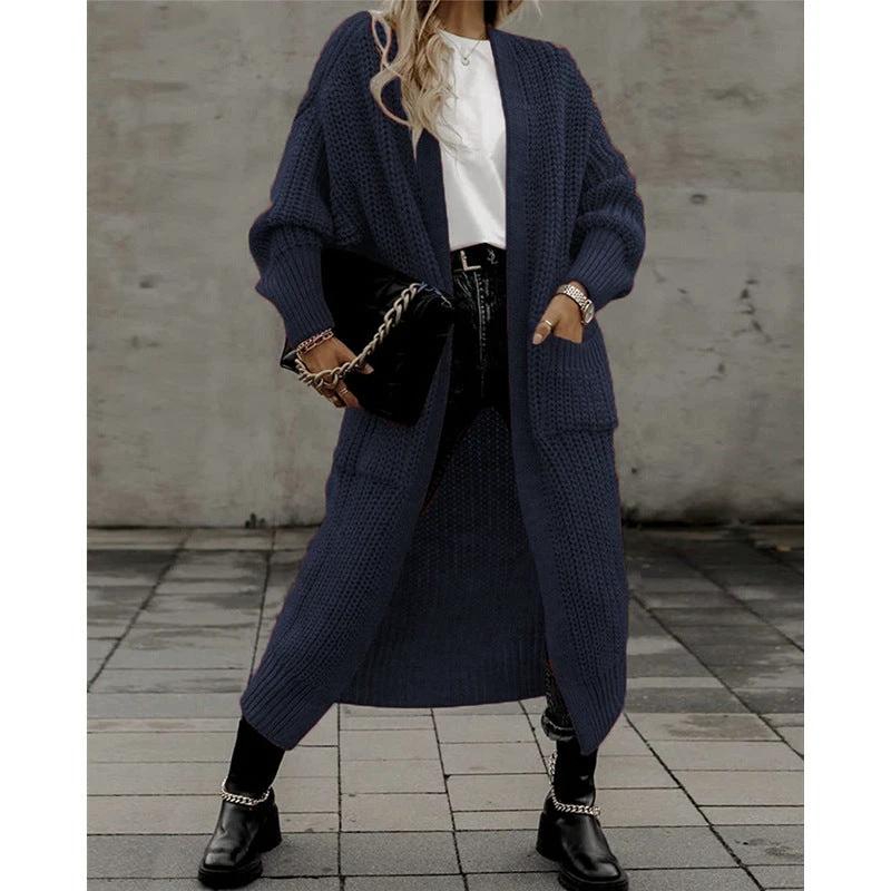 Women's Knitted Plus Size Long Cardigan w/ Pocket by GJG Denim